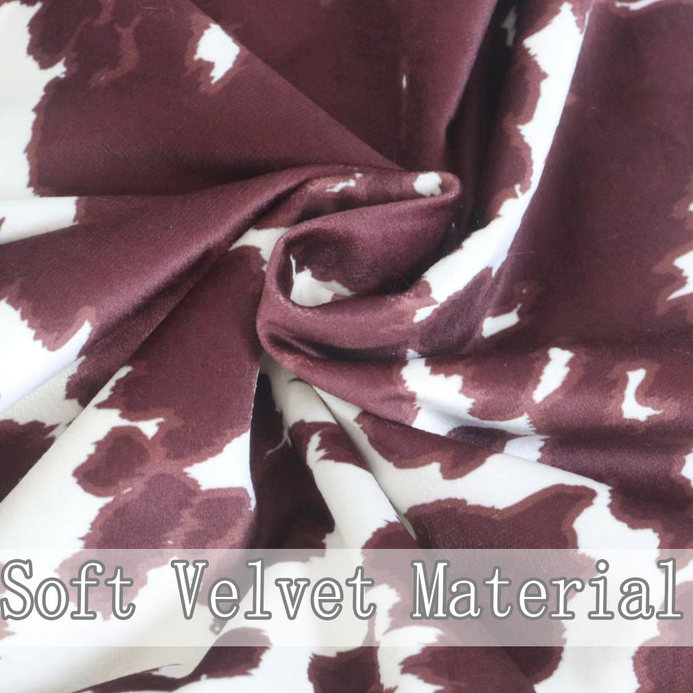 2 Pcs Cowhide Cow Skin Throw Pillow Covers Velvet Pillow Cases Farm Animal Brown Cow Skin Print Pillow Case Square Cushion Cover for Sofa Bedroom