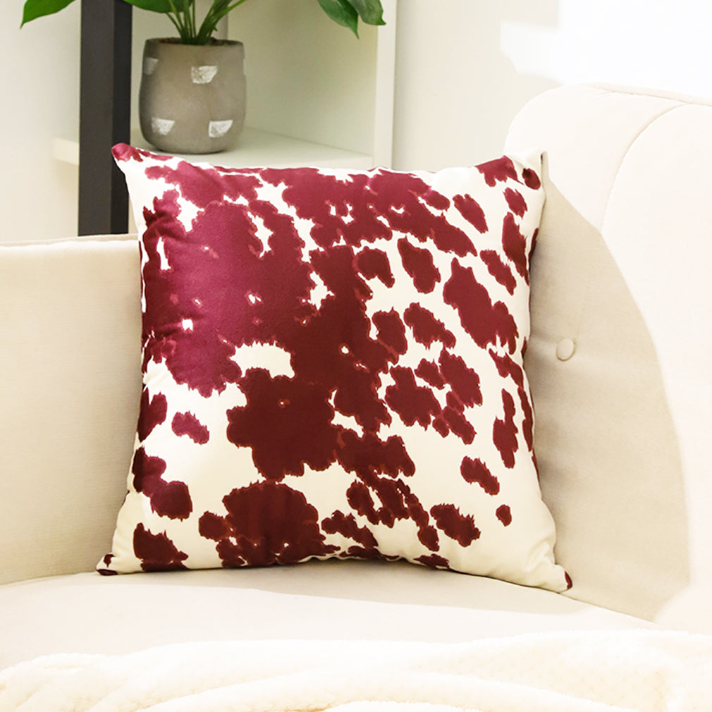 2 Pcs Cowhide Cow Skin Throw Pillow Covers Velvet Pillow Cases Farm Animal Brown Cow Skin Print Pillow Case Square Cushion Cover for Sofa Bedroom