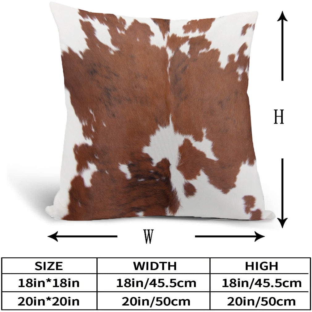 2 Pcs Cowhide Cow Skin Throw Pillow Covers Velvet Pillow Cases Farm Animal Brown Cow Skin Print Pillow Case Square Cushion Cover for Sofa Bedroom