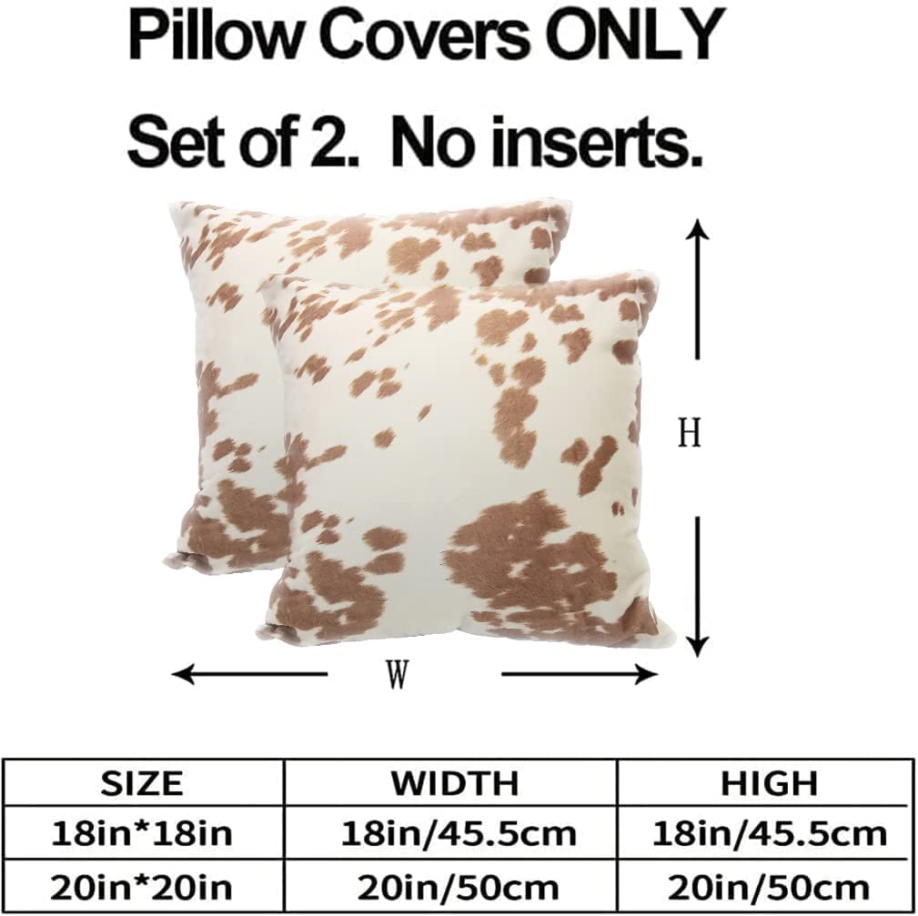 Cowhide Print Throw Pillow Covers Black White Cow Spots Pattern Farmhouse Cushion Case Soft Cow Fur Skin Farm Animal Decorative Accent Pillowcase 18x18 Inches Velvet