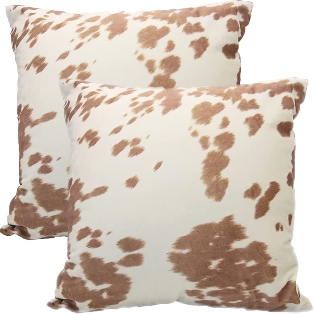 Cowhide Print Throw Pillow Covers Black White Cow Spots Pattern Farmhouse Cushion Case Soft Cow Fur Skin Farm Animal Decorative Accent Pillowcase 18x18 Inches Velvet