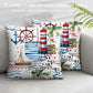 Nautical Coastal Beach Ocean Throw Pillow Covers Light House Sailboat Anchor Pillow Cover Navigation Plams Sea Waves Decor Velvet Couch Outdoor Sofa Cushion Cover for Bed