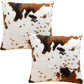 Soft Plush Faux Fur Cow Hide Skin Print Throw Pillow Covers Farm Animal Cushion Cover Set of 2 Decorative Farmhouse Pillowcase for Couch Sofa Chair Bedroom Living Room Brown White