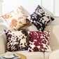 2 Pcs Cowhide Cow Skin Throw Pillow Covers  Velvet Pillow Cases Farm Animal Brown Cow Skin Print Pillow Case Square Cushion Cover for Sofa Bedroom