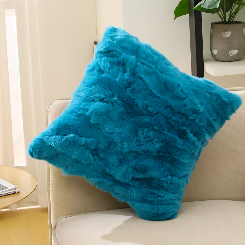 Turquoise discount fur pillow